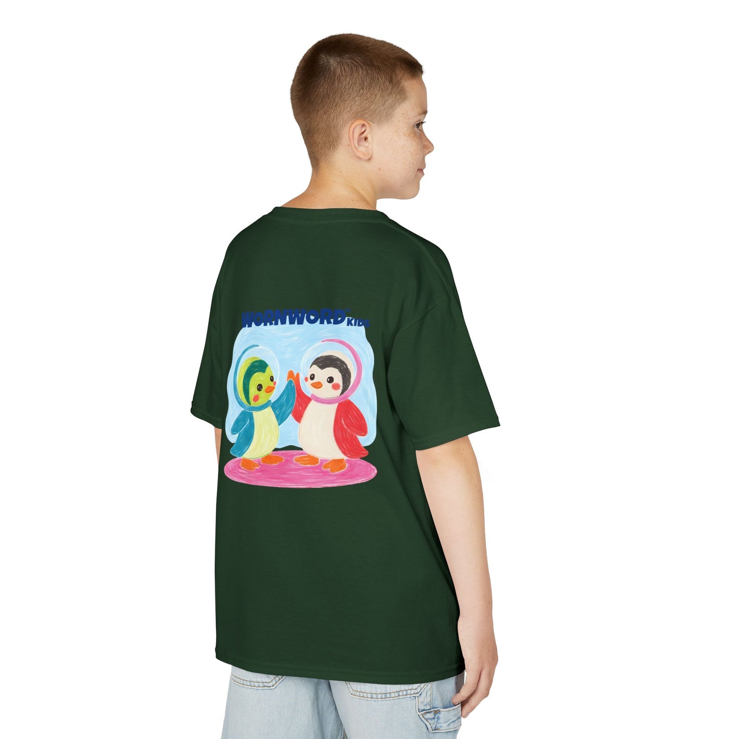 WORNWORD Kids Mid-Weight Tee - Penguin "Space Buddies Forever!"
