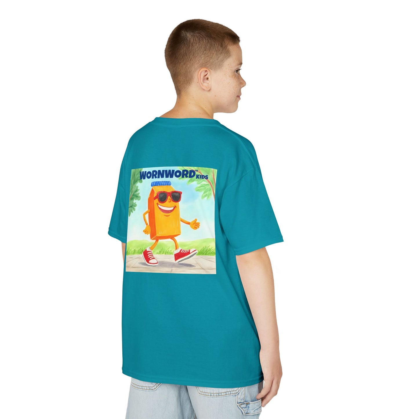 WORNWORD Kids Mid-Weight Tee - Walking Juice Box “Sip Happens. Keep Rollin’!