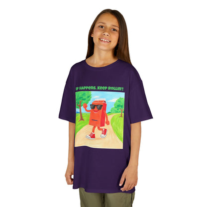 WORNWORD Kids Mid-Weight Tee - Walking Juice Box “Sip Happens. Keep Rollin’!