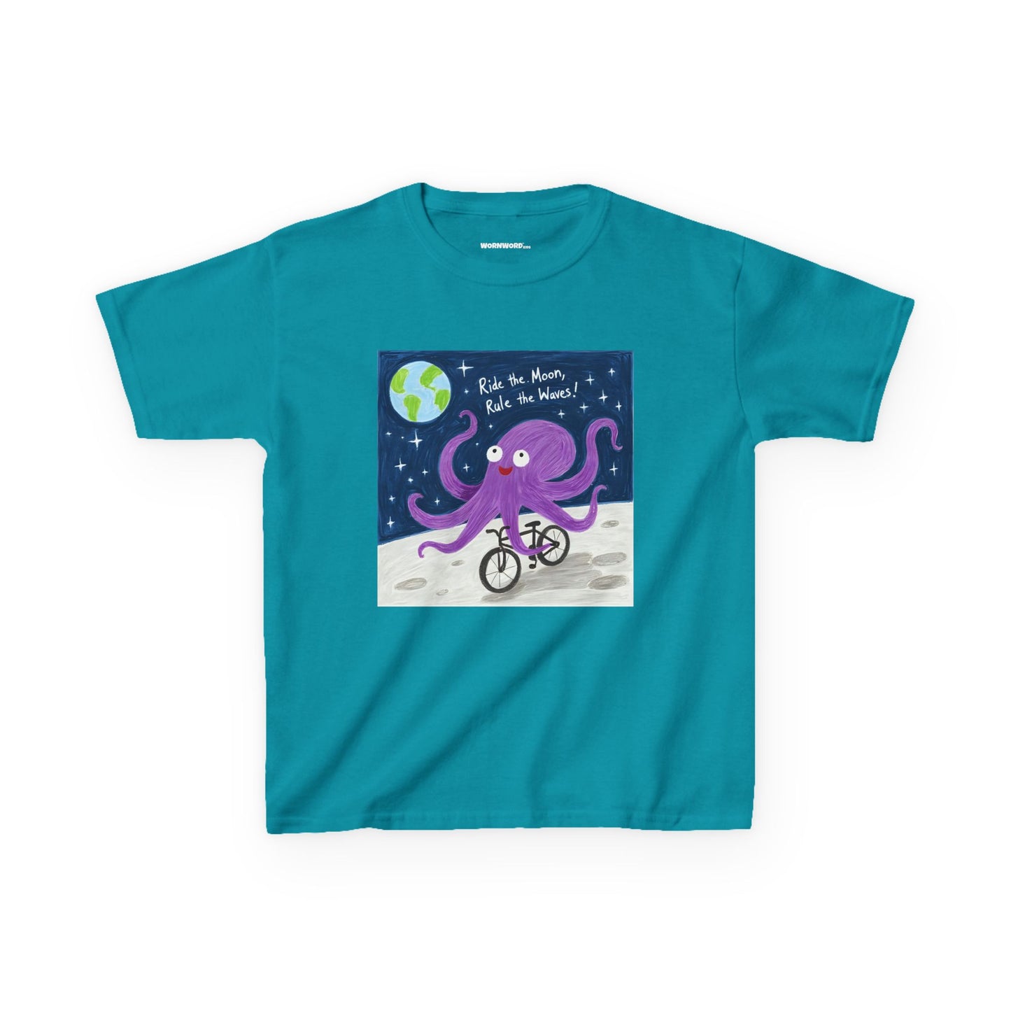 WORNWORD Kids Mid-Weight Tee - Octopus "Ride the Moon. Rule the Waves!"
