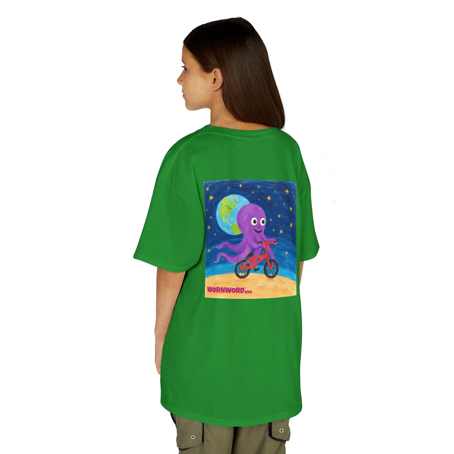 WORNWORD Kids Mid-Weight Tee - Octopus "Ride the Moon. Rule the Waves!"