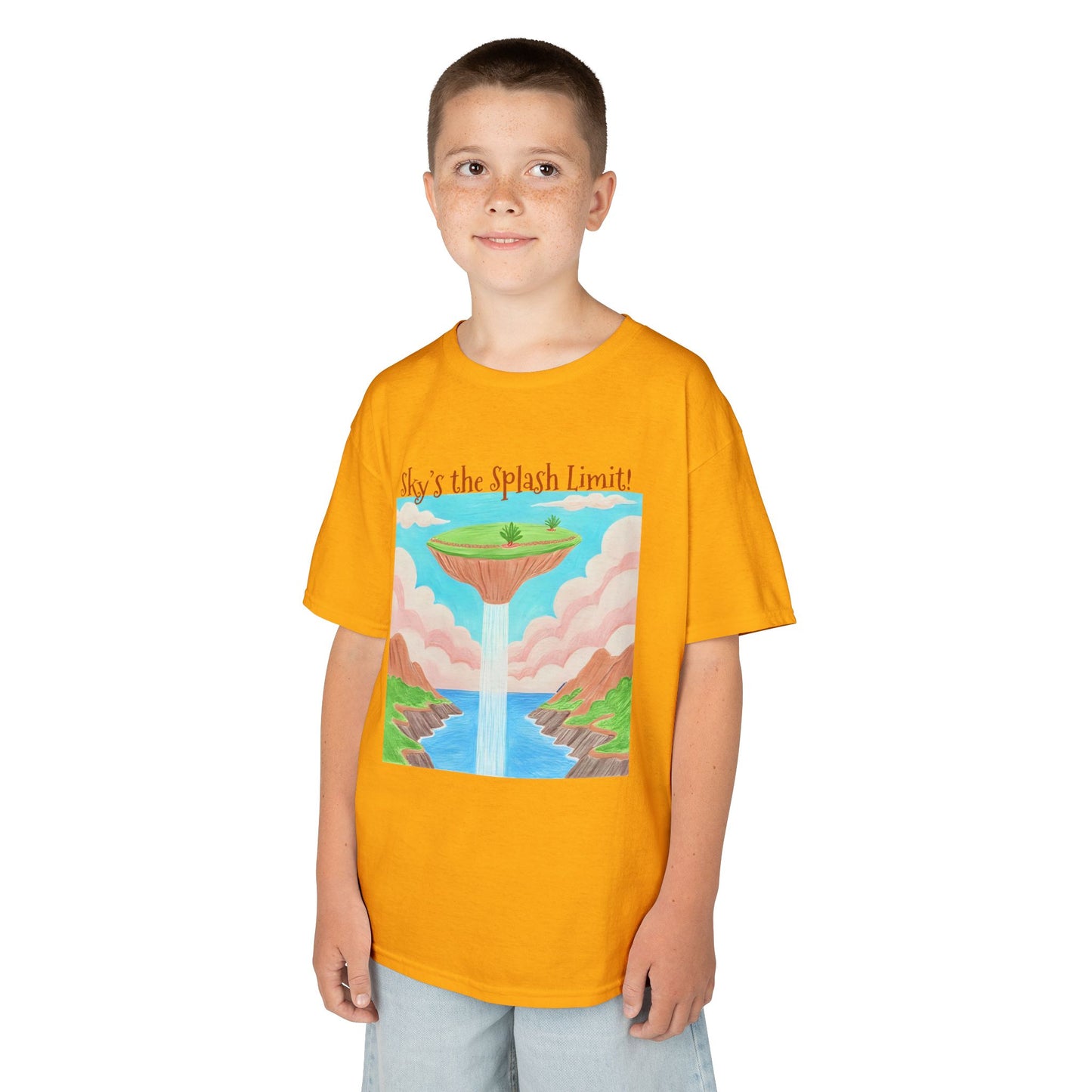 WORNWORD Kids Mid-Weight Tee - Waterfall Islands “Sky’s the Splash Limit!”