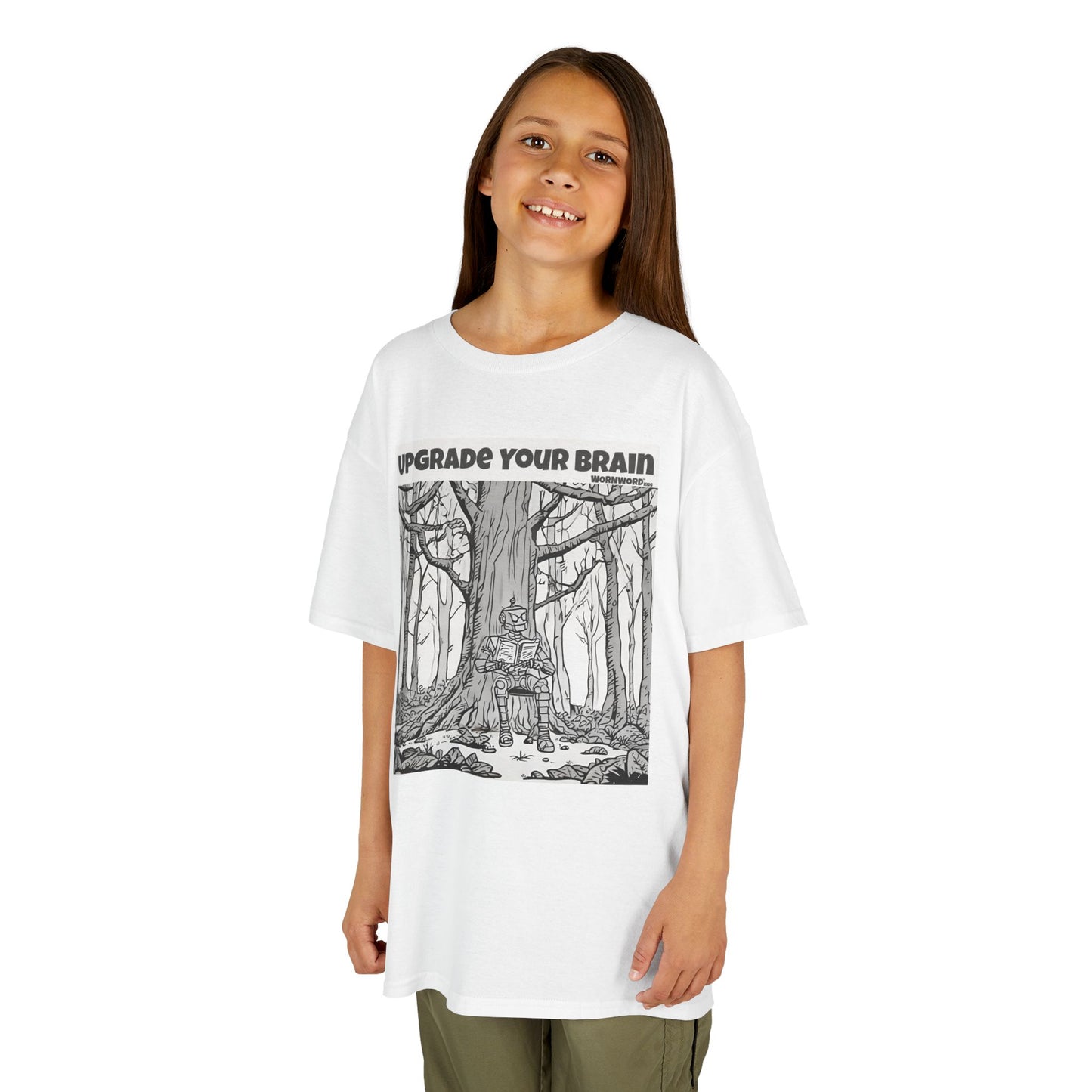 WORNWORD Kids™ Youth Mid-Weight Tee - Robot "Upgrade Your Brain"