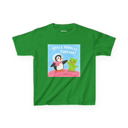 WORNWORD Kids Mid-Weight Tee - Penguin "Space Buddies Forever!"
