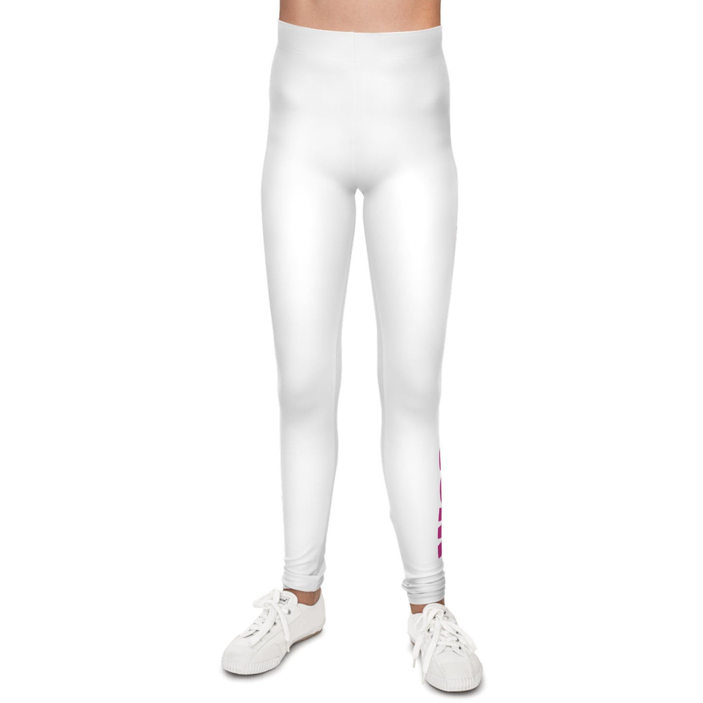 WORNWORD Kids™ ColorVibeZ™ Youth Leggings - White with Purple Script