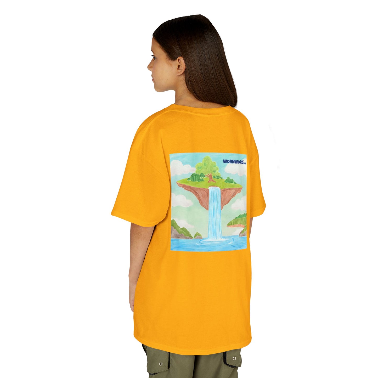 WORNWORD Kids Mid-Weight Tee - Waterfall Islands “Sky’s the Splash Limit!”
