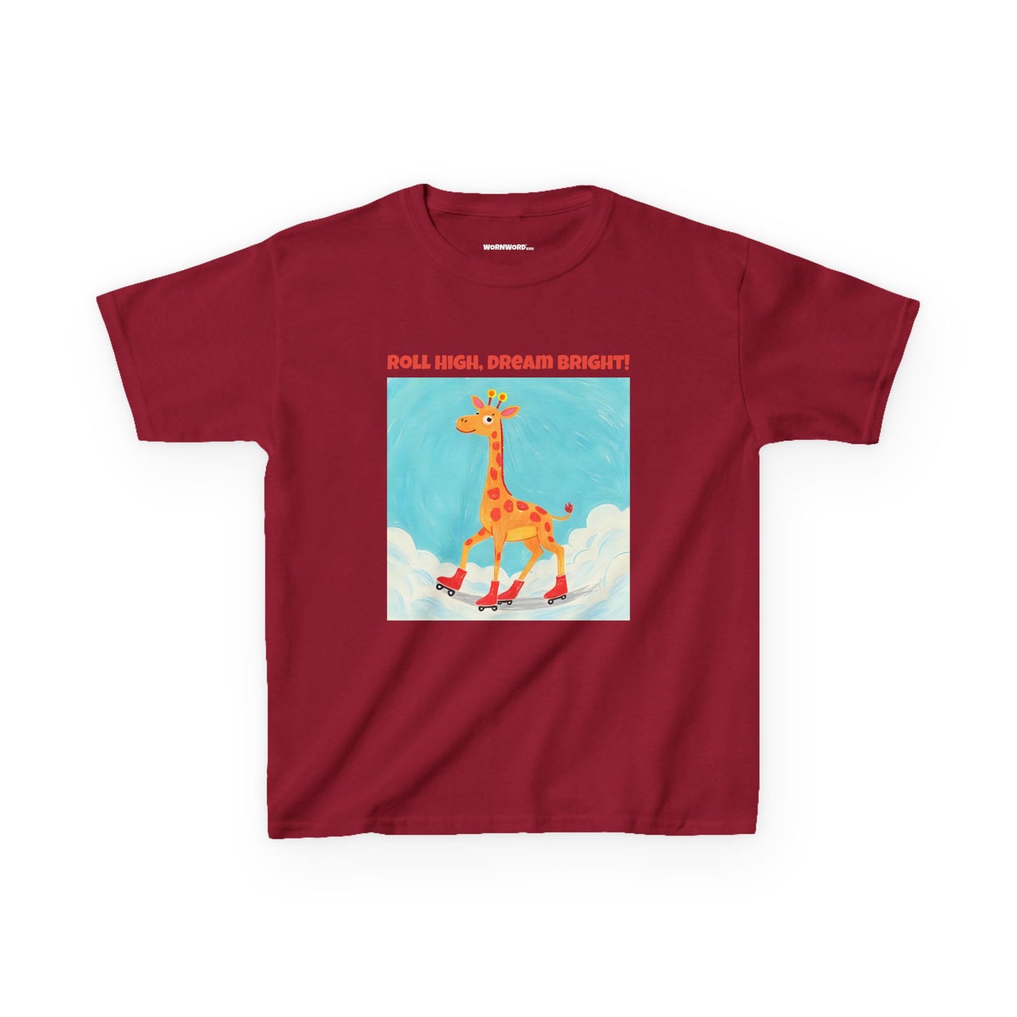 WORNWORD Kids Mid-Weight Tee - Giraffe "Roll High. Dream Bright!"