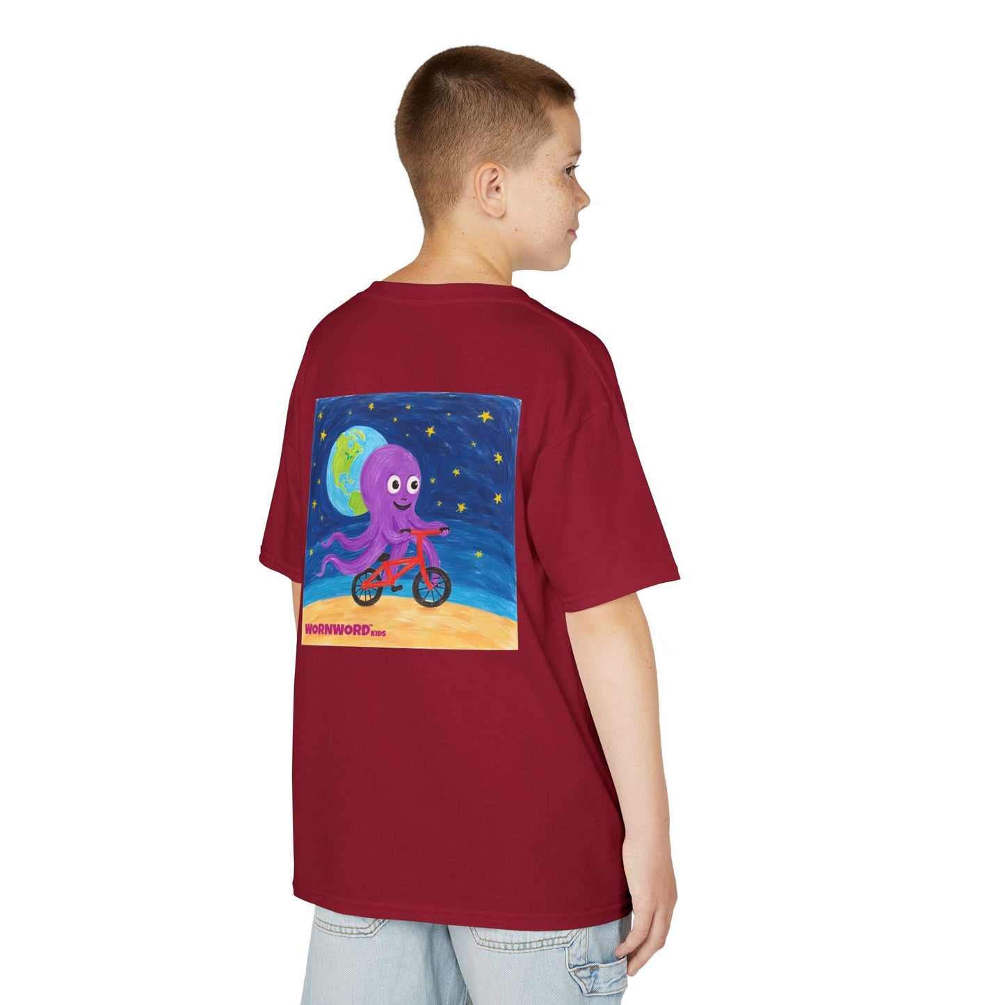 WORNWORD Kids Mid-Weight Tee - Octopus "Ride the Moon. Rule the Waves!"