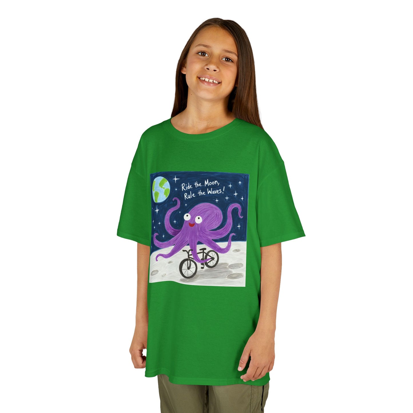WORNWORD Kids Mid-Weight Tee - Octopus "Ride the Moon. Rule the Waves!"