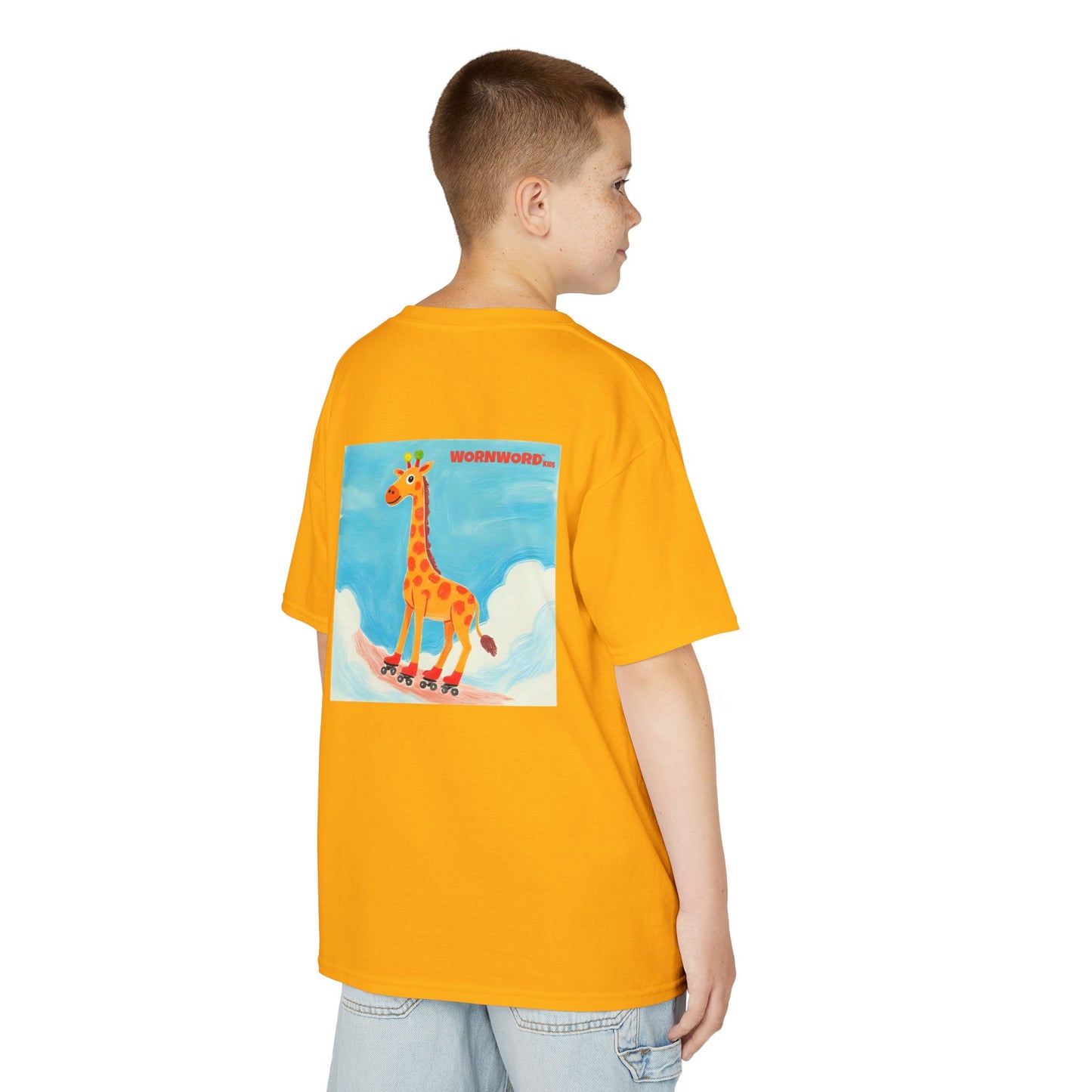WORNWORD Kids Mid-Weight Tee - Giraffe "Roll High. Dream Bright!"