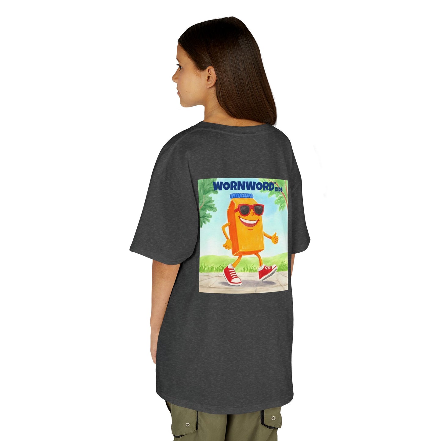 WORNWORD Kids Mid-Weight Tee - Walking Juice Box “Sip Happens. Keep Rollin’!