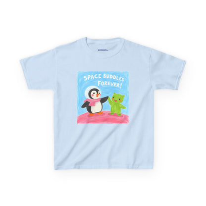WORNWORD Kids Mid-Weight Tee - Penguin "Space Buddies Forever!"