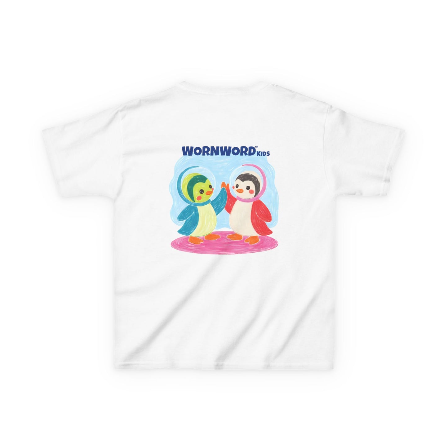 WORNWORD Kids Mid-Weight Tee - Penguin "Space Buddies Forever!"