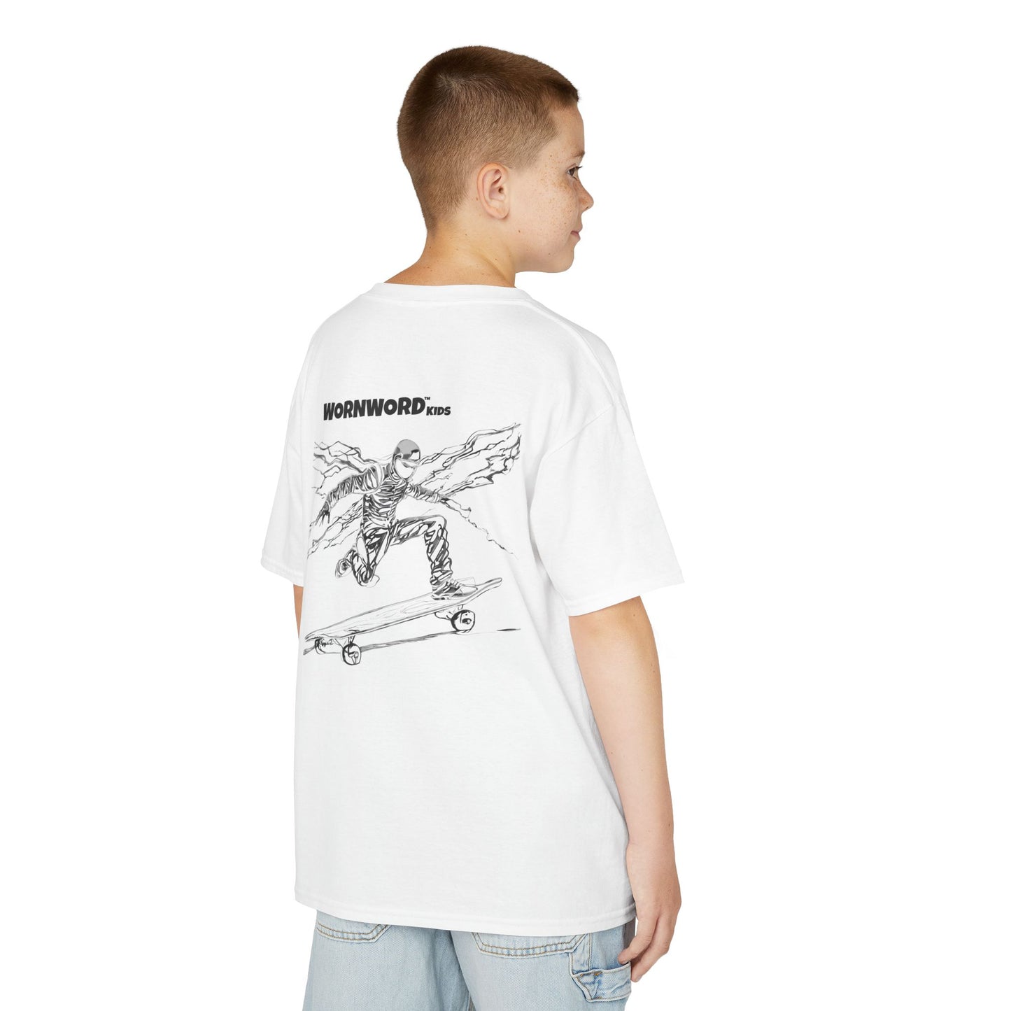 WORNWORD Kids™ Youth Mid-Weight Tee - Lightning Bolt "Charged Up and Rolling!"