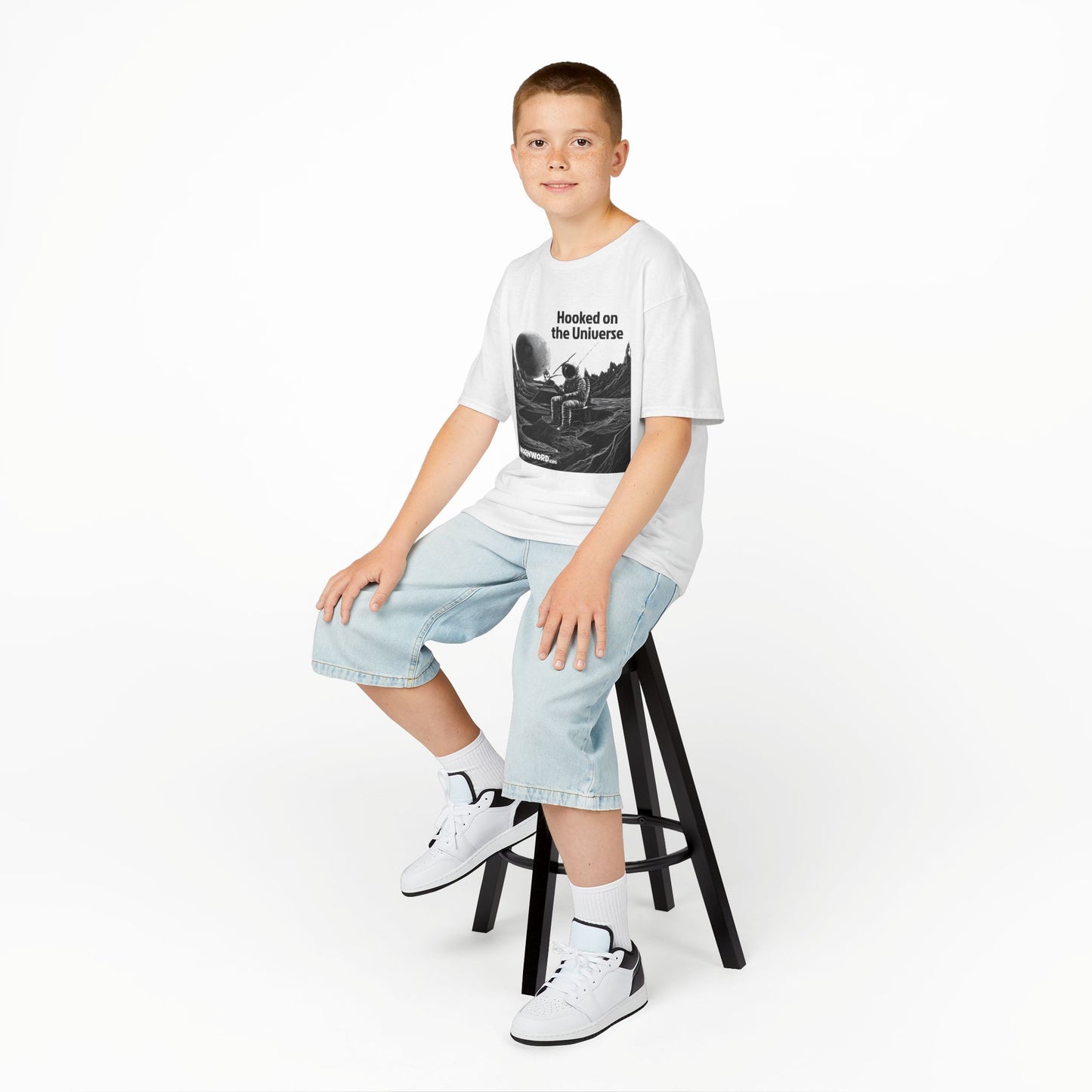 WORNWORD Kids™ Youth Mid-Weight Tee - Astronaut "Hooked on the Universe!
