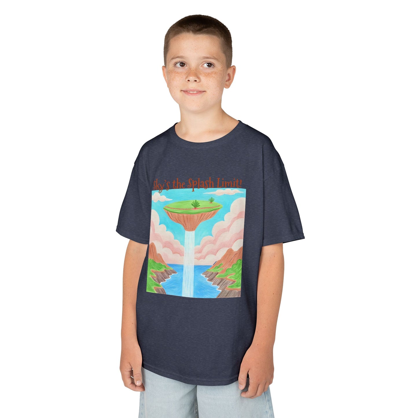 WORNWORD Kids Mid-Weight Tee - Waterfall Islands “Sky’s the Splash Limit!”