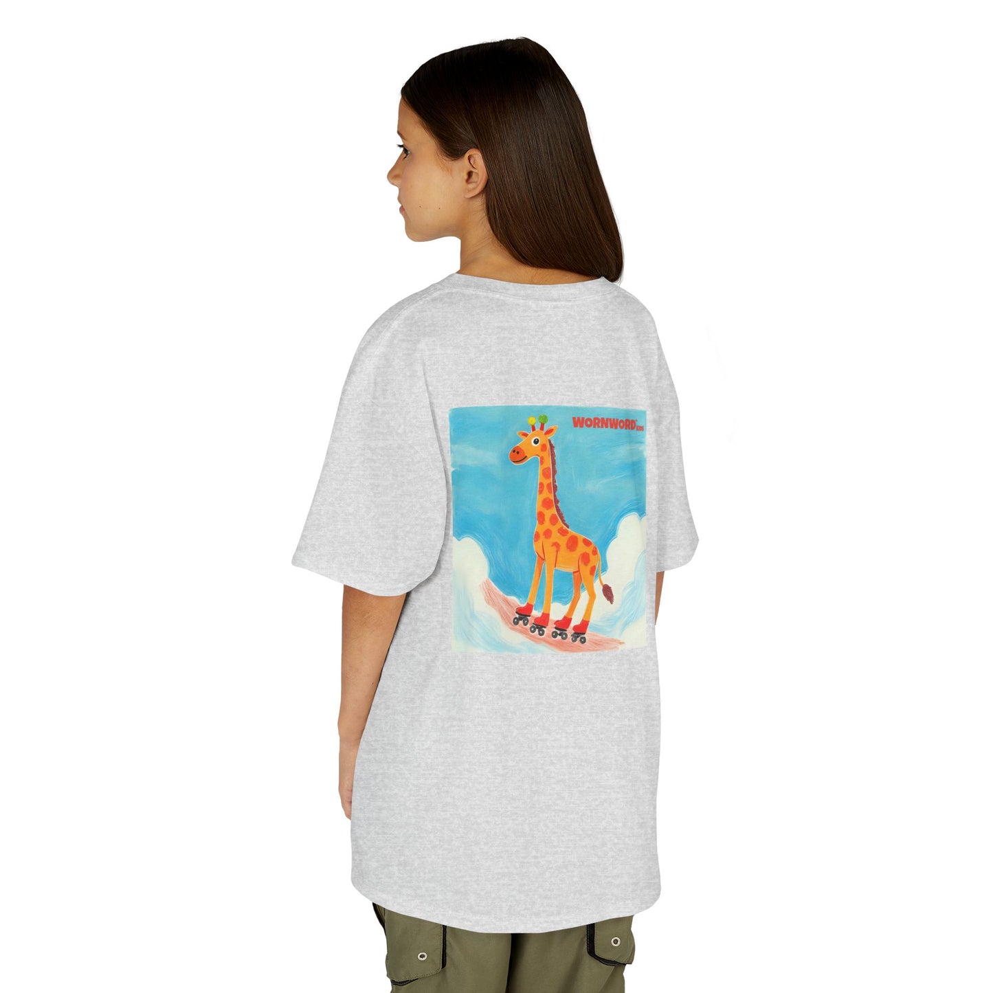 WORNWORD Kids Mid-Weight Tee - Giraffe "Roll High. Dream Bright!"