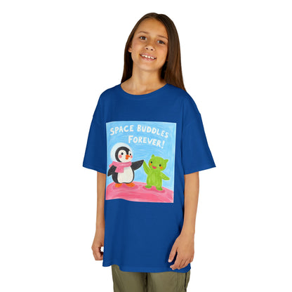 WORNWORD Kids Mid-Weight Tee - Penguin "Space Buddies Forever!"