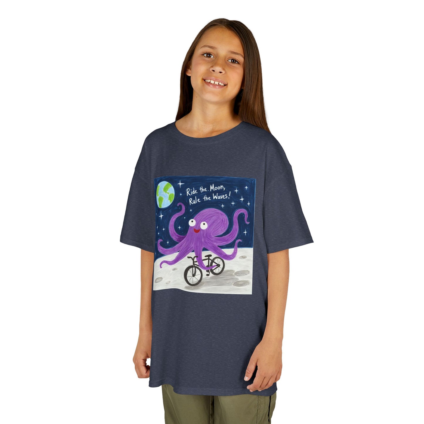 WORNWORD Kids Mid-Weight Tee - Octopus "Ride the Moon. Rule the Waves!"