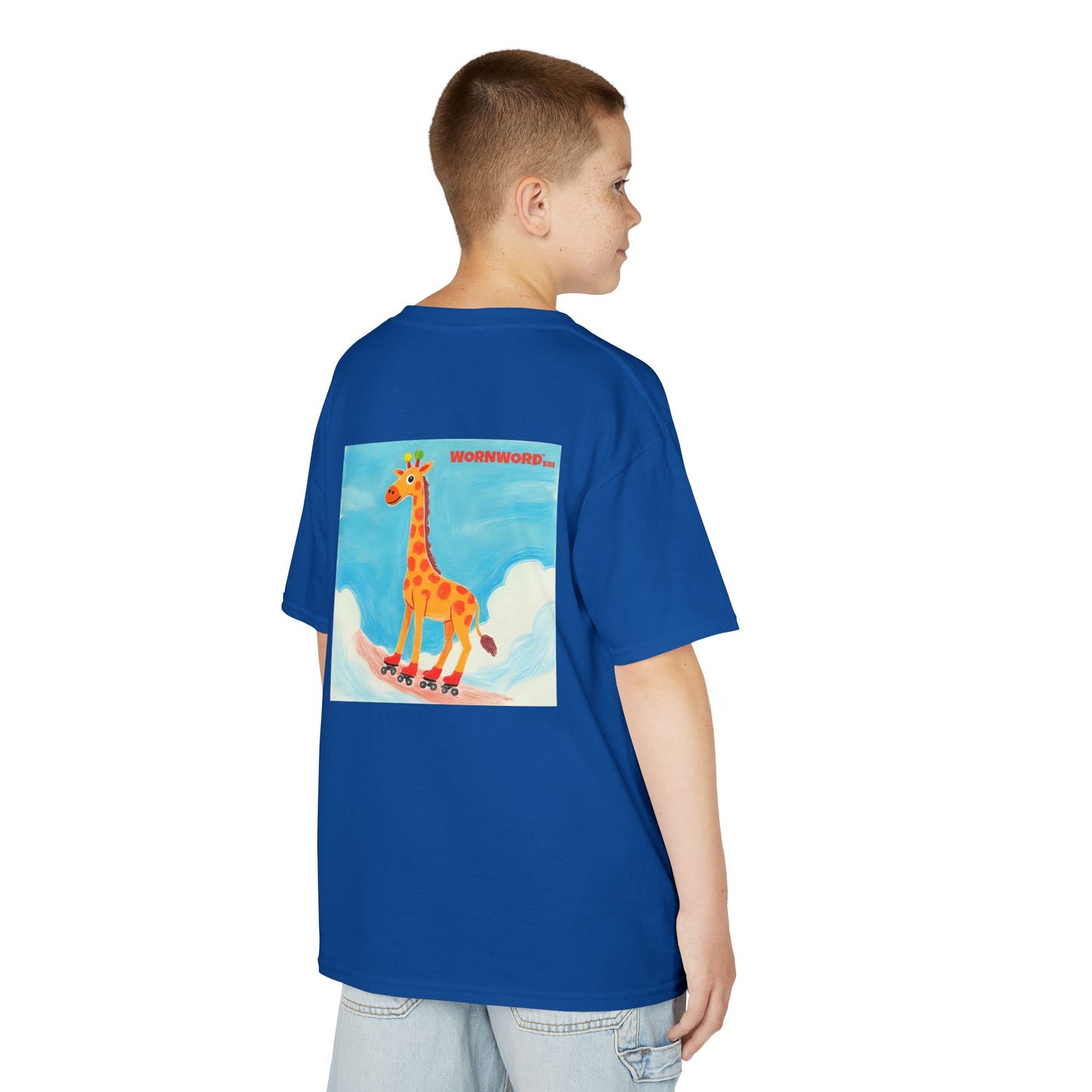 WORNWORD Kids Mid-Weight Tee - Giraffe "Roll High. Dream Bright!"