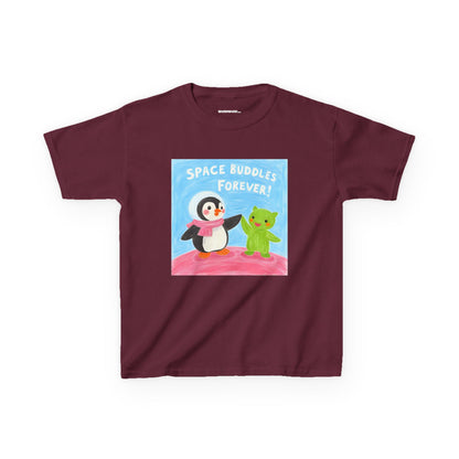 WORNWORD Kids Mid-Weight Tee - Penguin "Space Buddies Forever!"