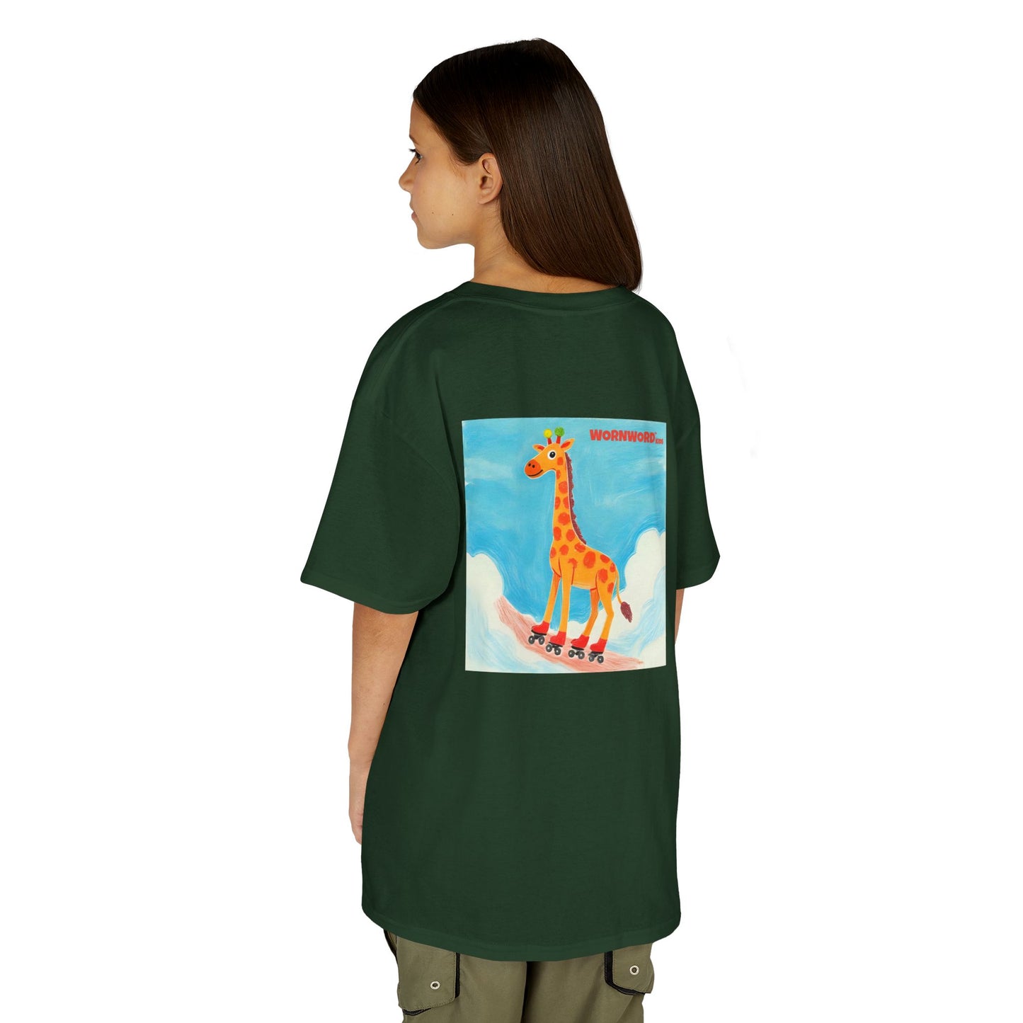 WORNWORD Kids Mid-Weight Tee - Giraffe "Roll High. Dream Bright!"