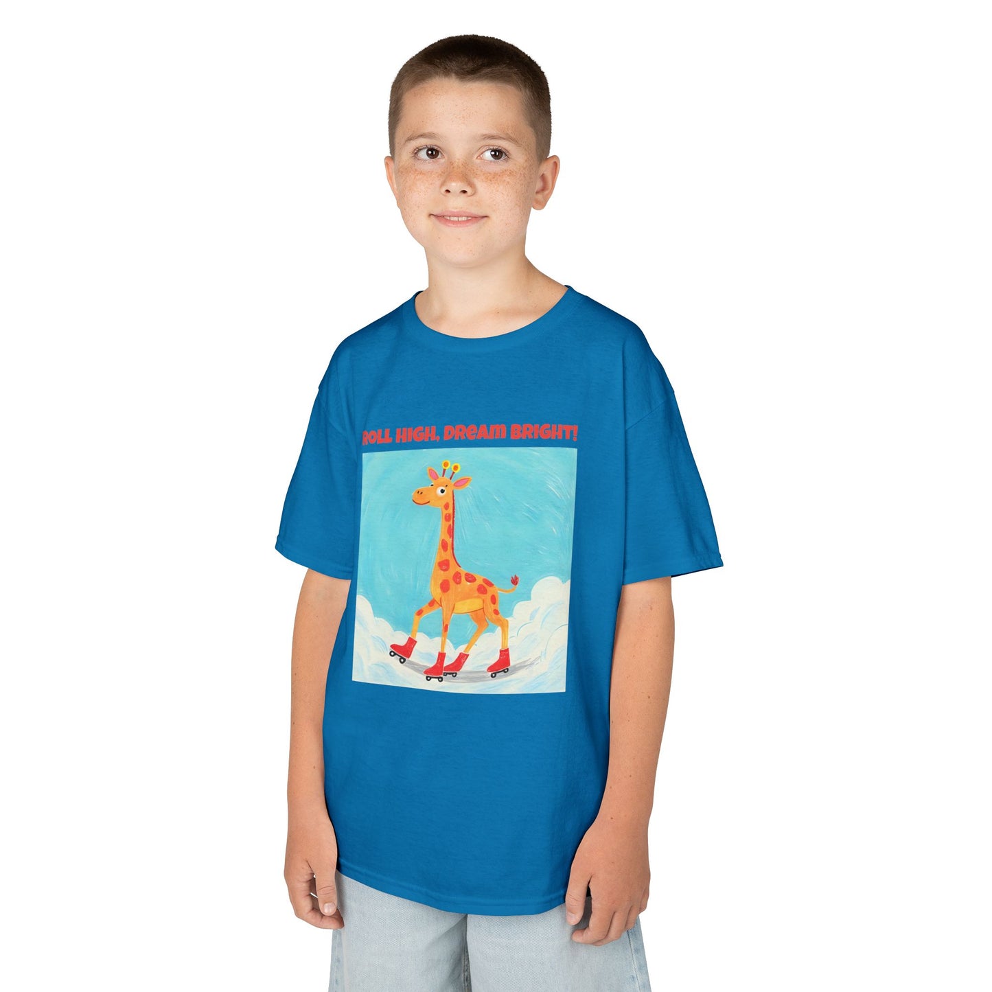 WORNWORD Kids Mid-Weight Tee - Giraffe "Roll High. Dream Bright!"