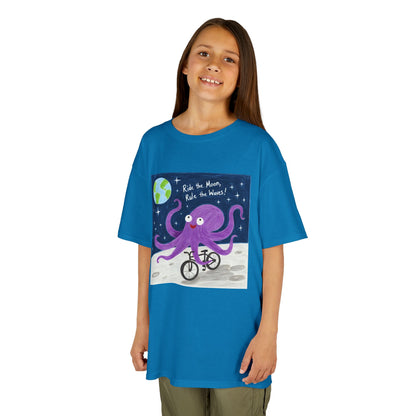 WORNWORD Kids Mid-Weight Tee - Octopus "Ride the Moon. Rule the Waves!"