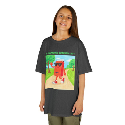 WORNWORD Kids Mid-Weight Tee - Walking Juice Box “Sip Happens. Keep Rollin’!