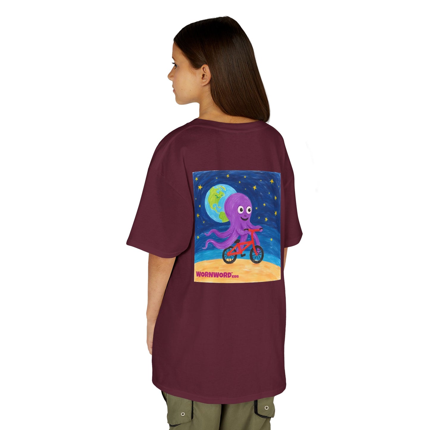 WORNWORD Kids Mid-Weight Tee - Octopus "Ride the Moon. Rule the Waves!"
