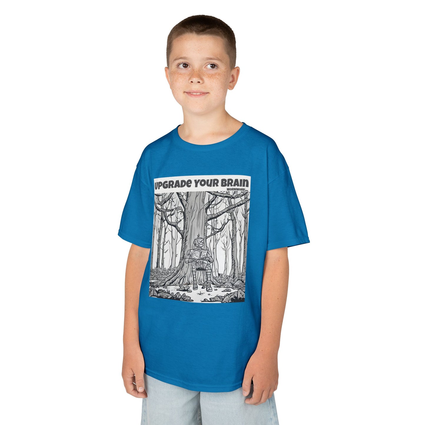 WORNWORD Kids™ Youth Mid-Weight Tee - Robot "Upgrade Your Brain"