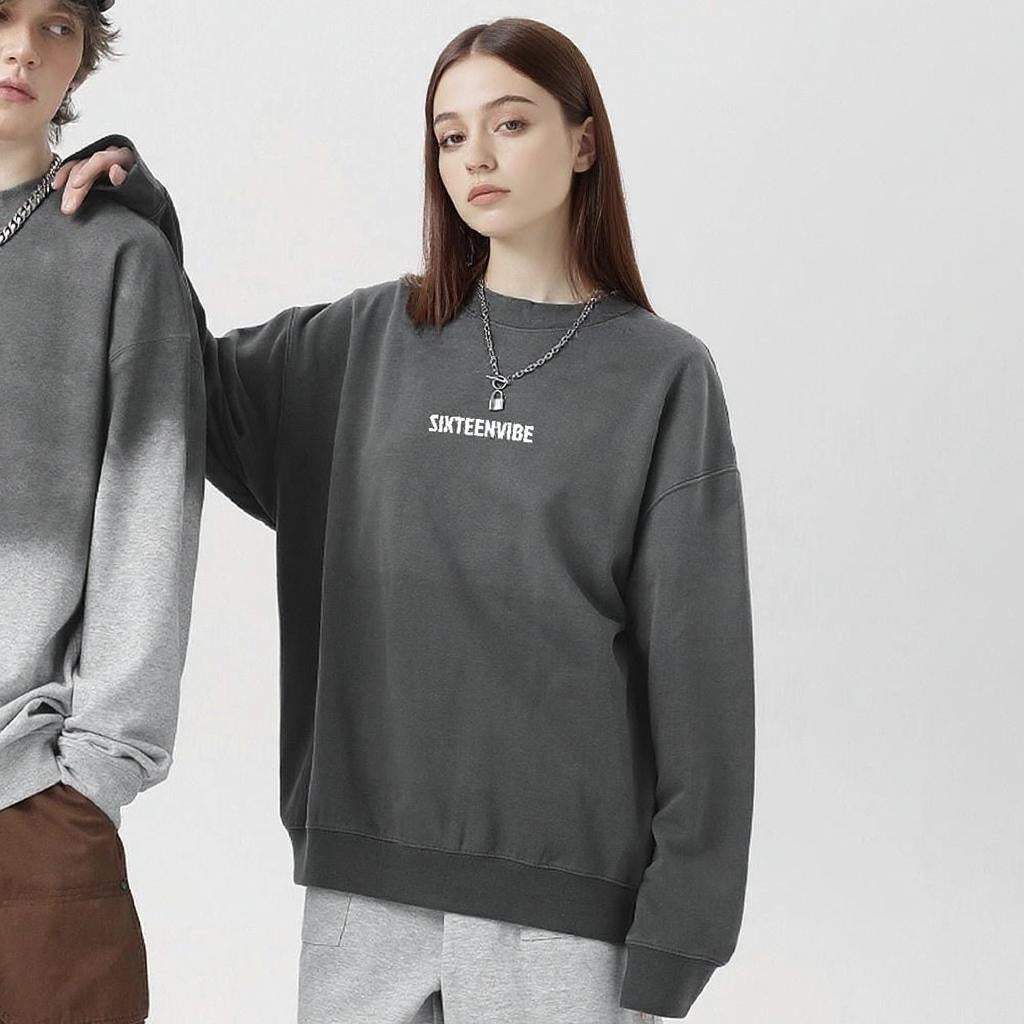 SIXTEENVIBE Lady Vintage Duo-Tone Gradient Heavyweight Sweatshirt