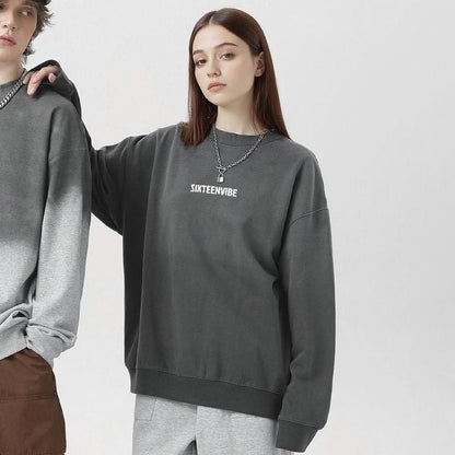 SIXTEENVIBE Lady Vintage Duo-Tone Gradient Heavyweight Sweatshirt