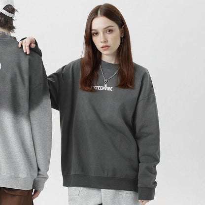 SIXTEENVIBE Lady Vintage Duo-Tone Gradient Heavyweight Sweatshirt