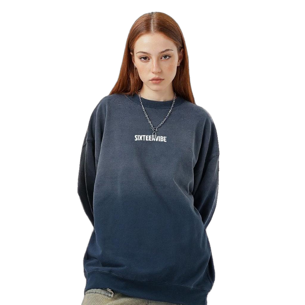 SIXTEENVIBE Lady Vintage Duo-Tone Gradient Heavyweight Sweatshirt