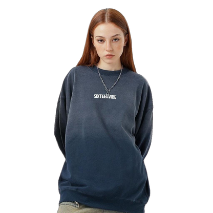 SIXTEENVIBE Lady Vintage Duo-Tone Gradient Heavyweight Sweatshirt