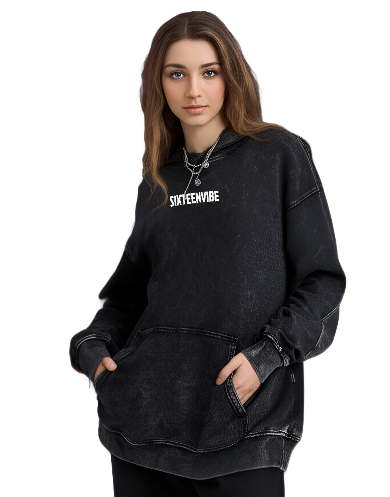 SIXTEENVIBE Lady Washed Vintage Hoodie