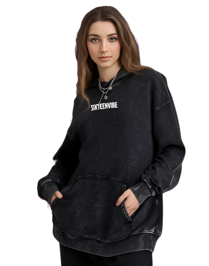 SIXTEENVIBE Lady Washed Vintage Hoodie